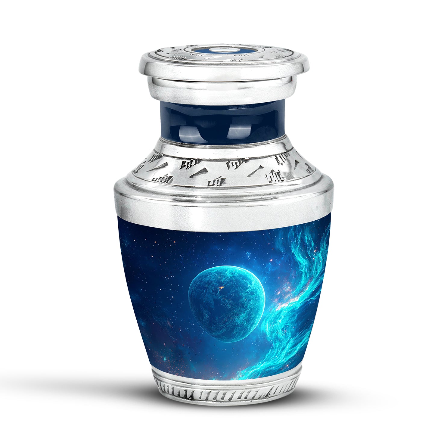 Personalized Refined Galaxy Cremation Urns - Blue 10-inch, 200 cu in - Yatskia