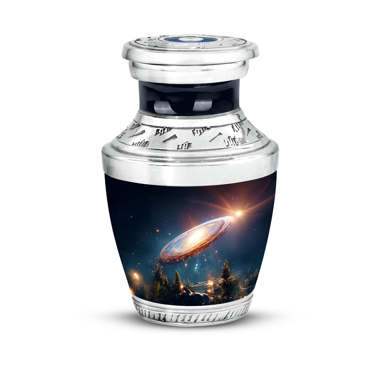Inspiring Blue Galaxy Homage Urn for Human Ashes - 10-inch, 200 cu in - Yatskia