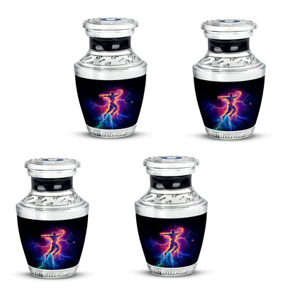 Rich Black Basketball Cremation Urn back view with polished surface - modern art-inspired basketball motif on sleek aluminum - 10 inch aluminum urn for cremated remains