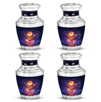 Dusty Blue Basketball Cremation Urn back view with polished surface - modern art-inspired basketball motif on sleek aluminum - 10 inch aluminum urn for cremated remains