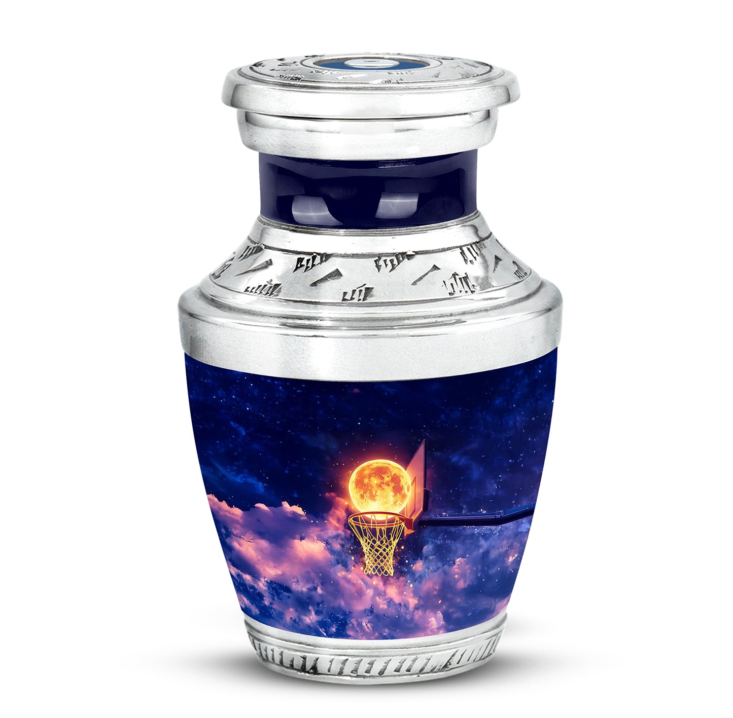 Radiant Basketball Memorial Cremation Urns - Blue 10-inch, 200 cu in - Yatskia