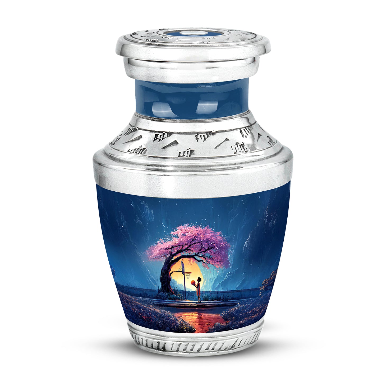 Personalized Blue Basketball Cremation Urns for Ashes - Enchanting 10-inch - Yatskia