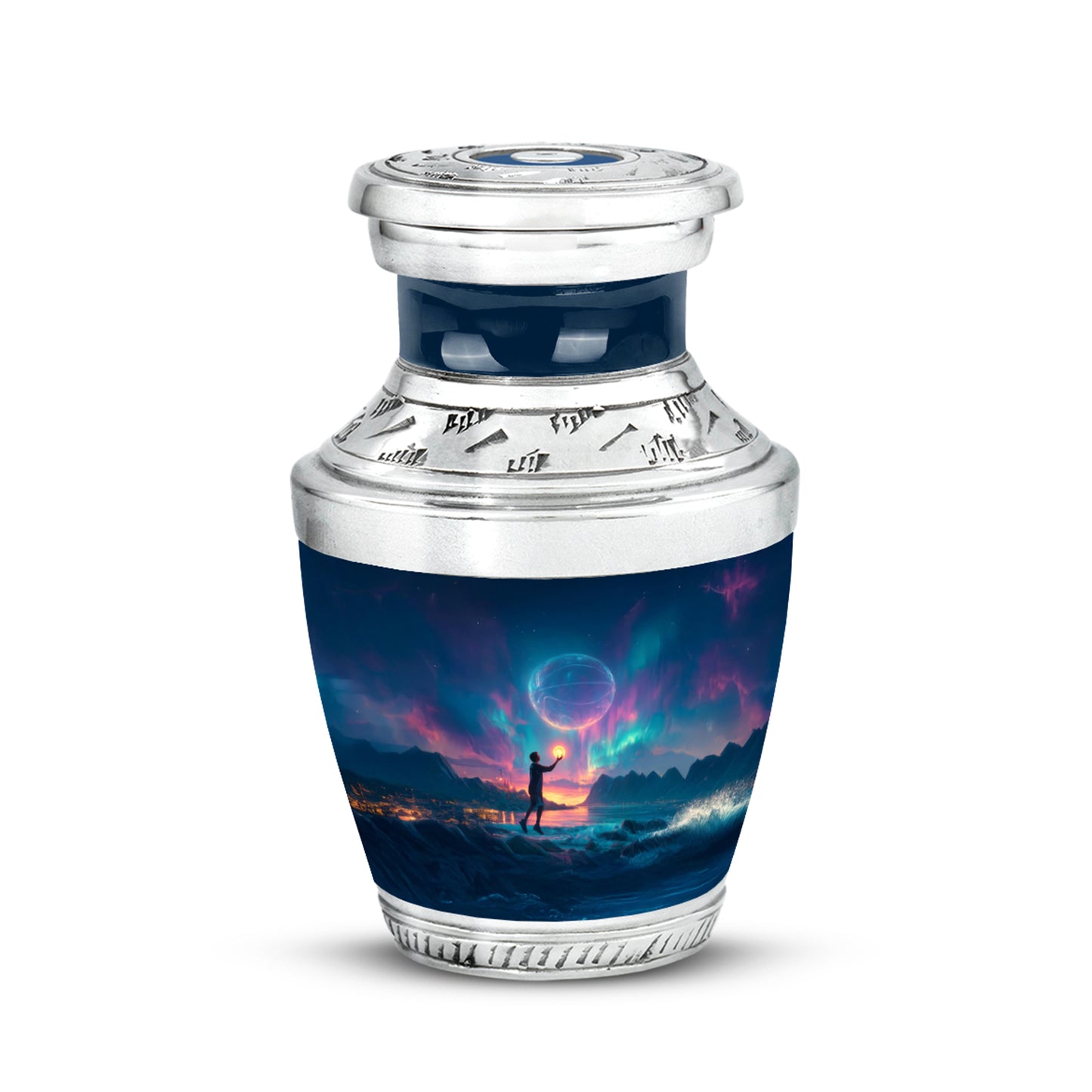 Dignified Blue Basketball Cremation Urn for Ashes - 10-inch, 200 cu in - Yatskia