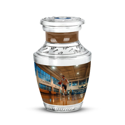 Personalized Gold Steadfast Basketball Cremation Urns for Human Ashes - 10-inch, 200 cu in - Yatskia