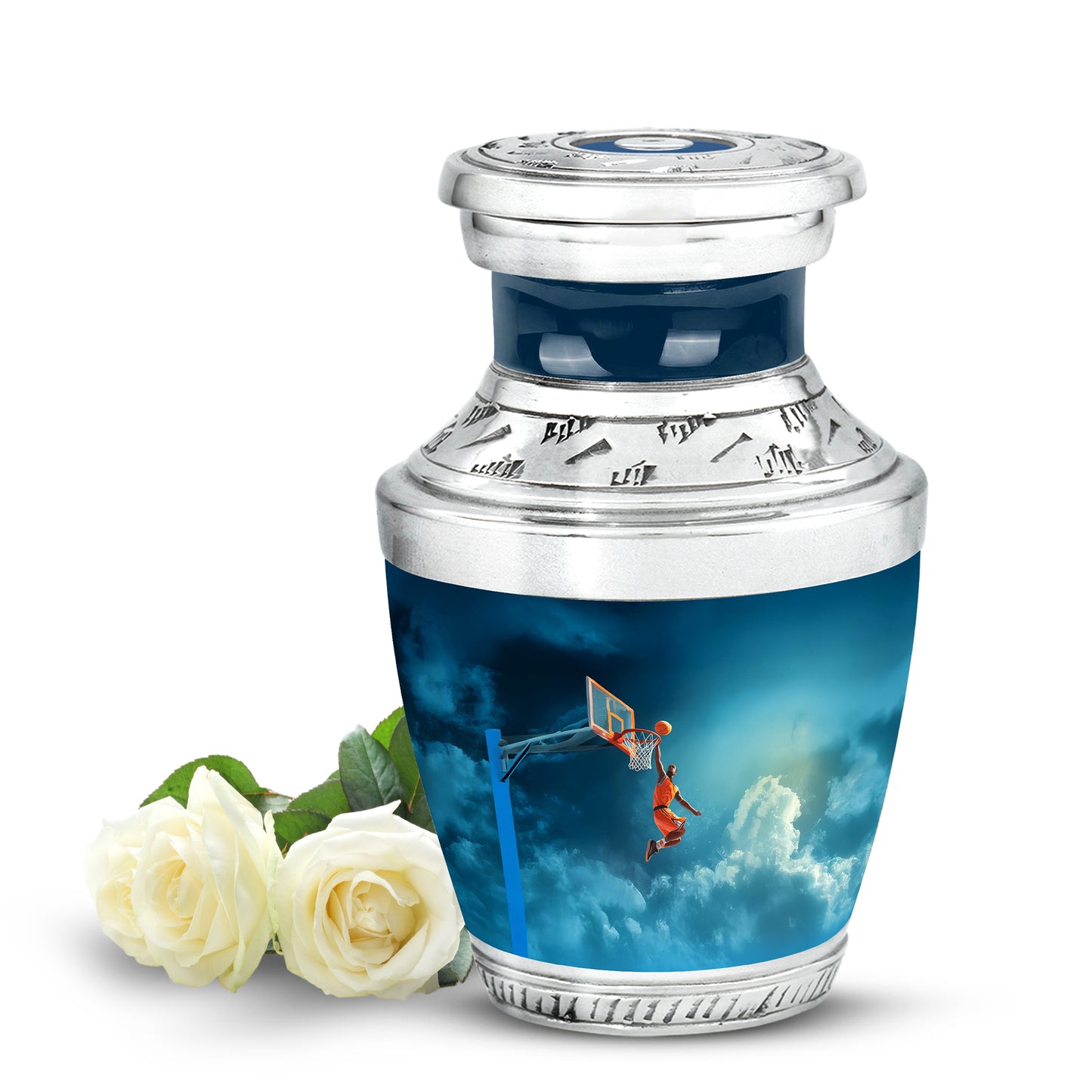 Everlasting Blue Basketball Beacon Urn for Human Ashes - 10-inch, 200 cu in - Yatskia