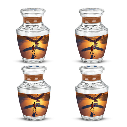 Sunrise Gold Basketball Cremation Urn back view with polished surface - contemporary basketball design with modern artistic flair - 10 inch aluminum urn for cremated remains