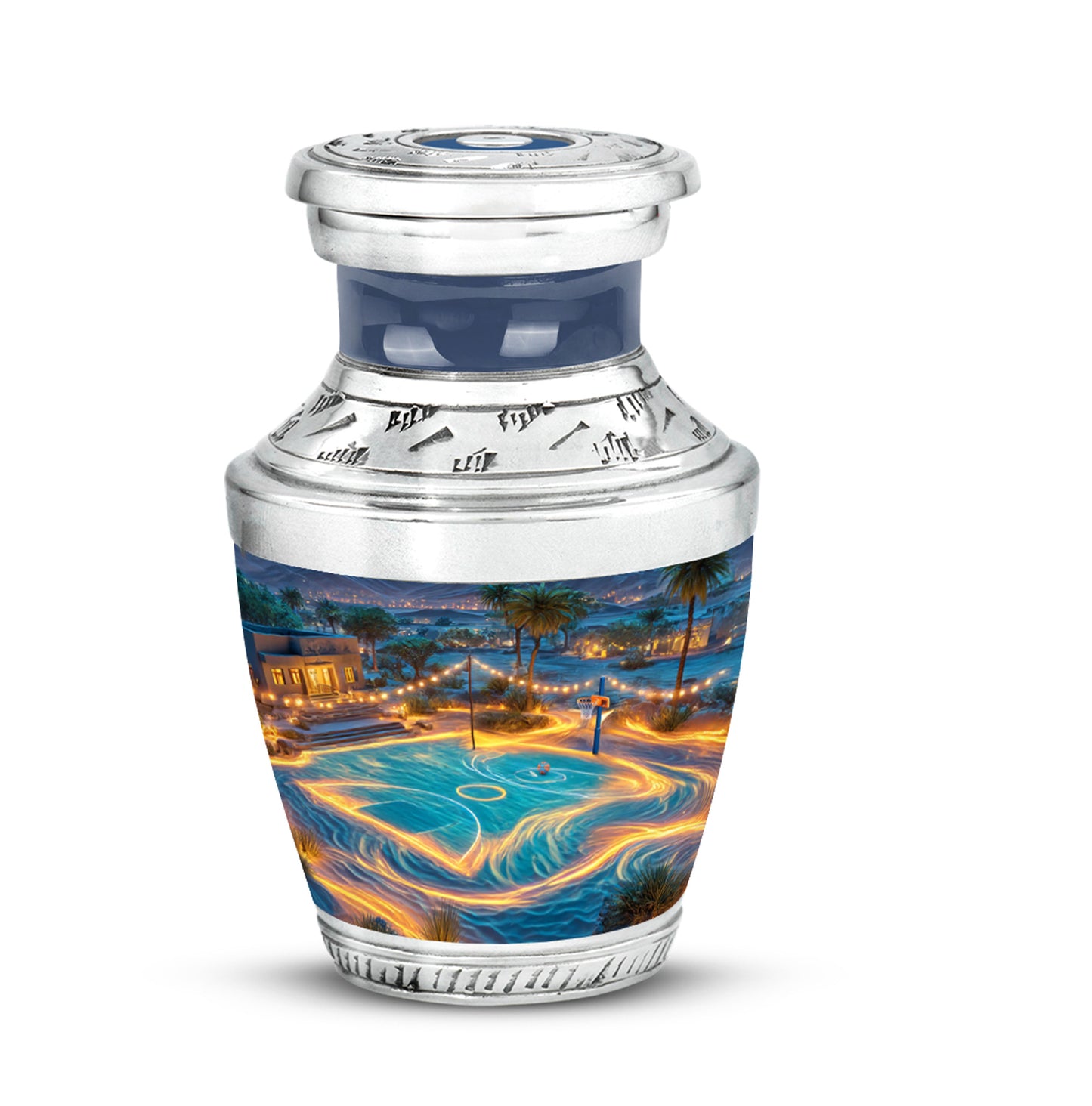 Blue Beloved Basketball Cremation Urns for Human Ashes - 10-inch, 200 cu in - Yatskia