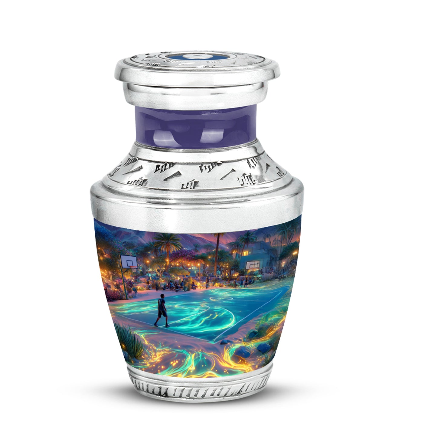 Hallowed Basketball Cremation Urns for Human Ashes - Blue 10-inch - Yatskia