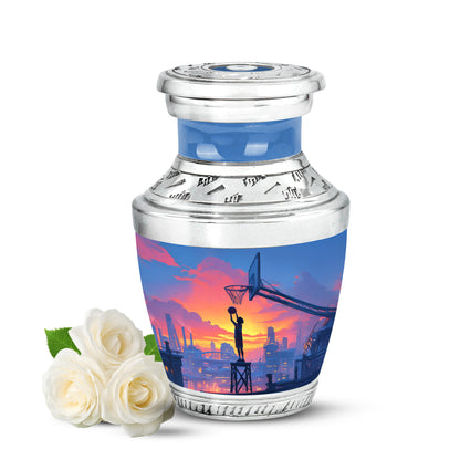 Distinguished Blue Basketball Cremation Urn for Ashes - 10-inch, 200 cu in - Yatskia