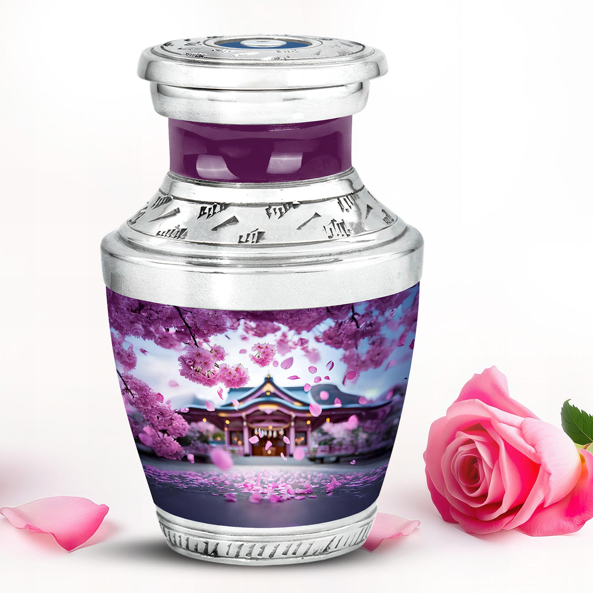 Luminous Pink Cherry Blossom Keepsake Urn for Human Ashes - Yatskia