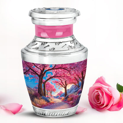 Personalized Refined Cherry Blossom Cremation Urns - Blue 10-inch, 200 cu in - Yatskia