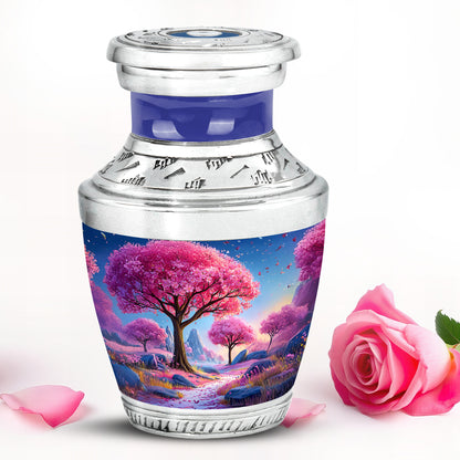 Timeless Blue Cherry Blossom Cremation Urn for Ashes - Yatskia