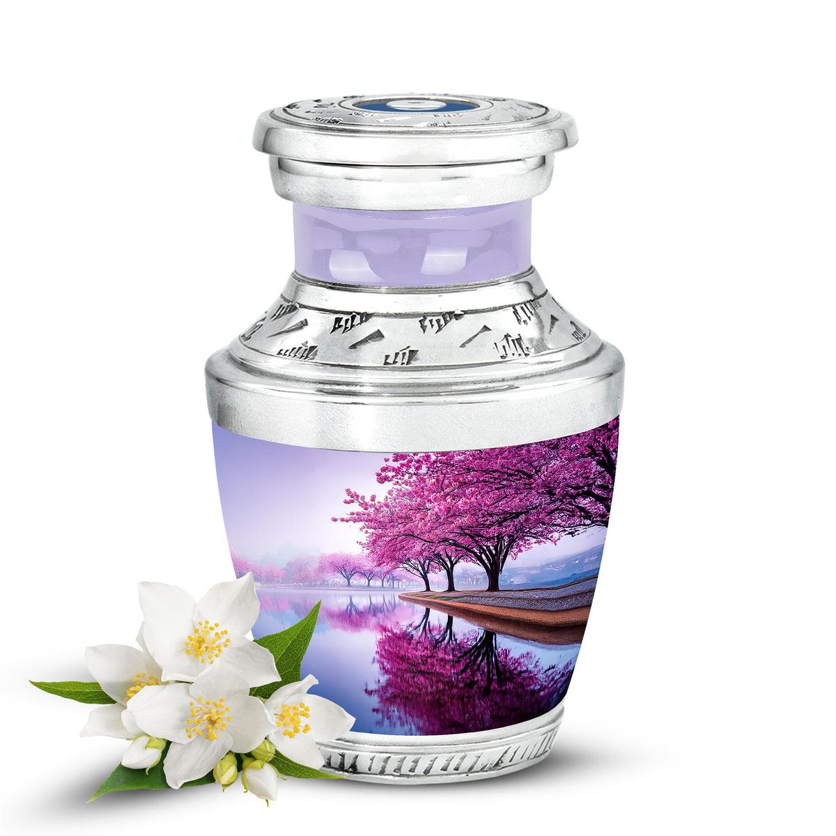 Stunning White Cherry Blossom Testament Urn for Human Ashes - Yatskia