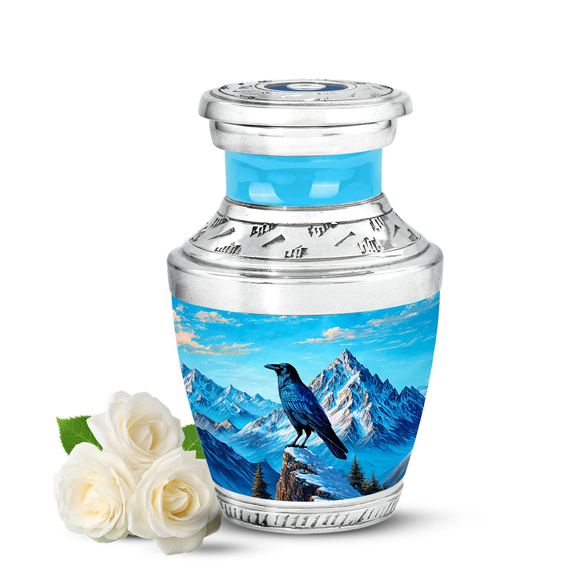 Dignified Blue Crow Cremation Urn for Ashes - Yatskia