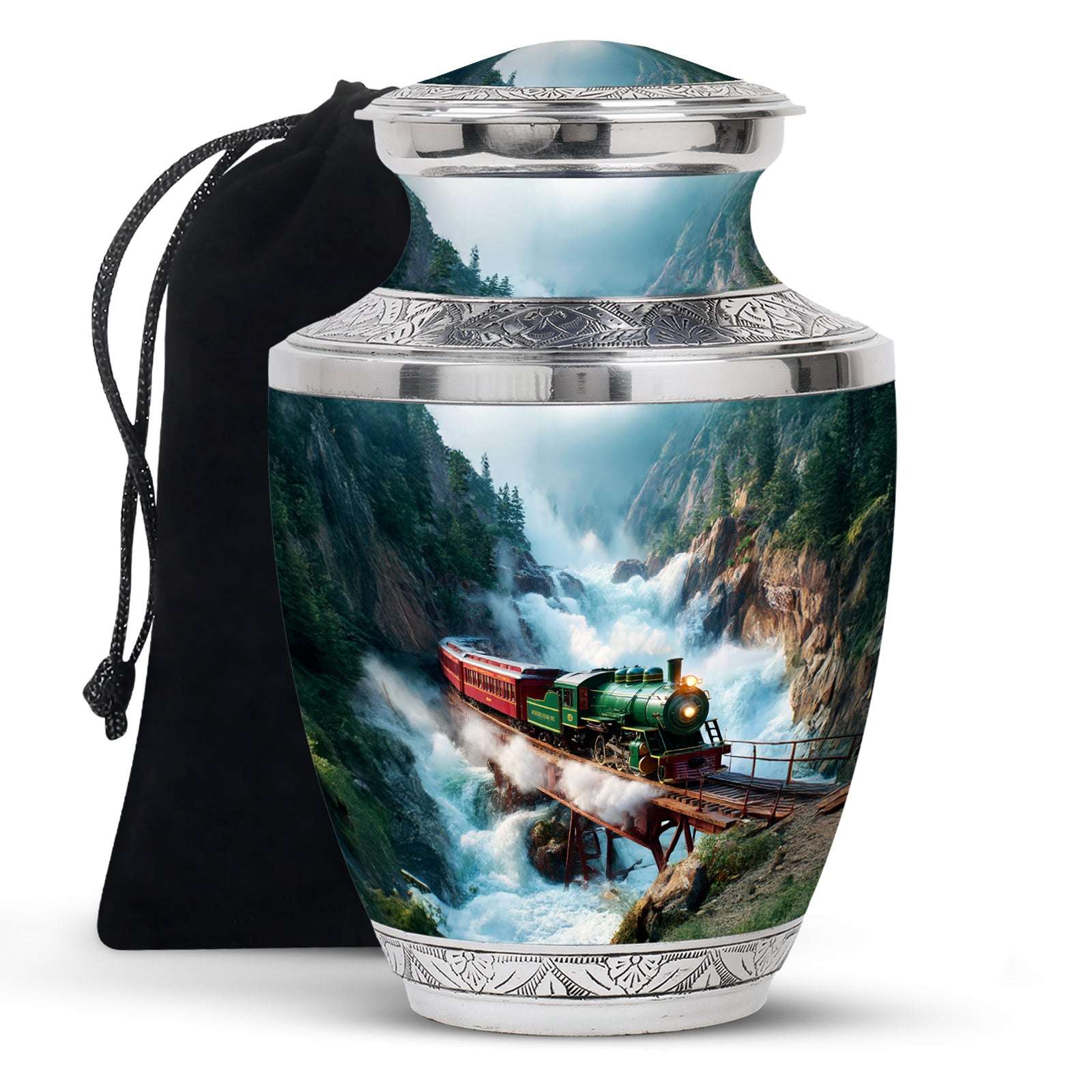 Train Large Cremation Urn for Adult Human Ashes - Men Urns For Human Ashes