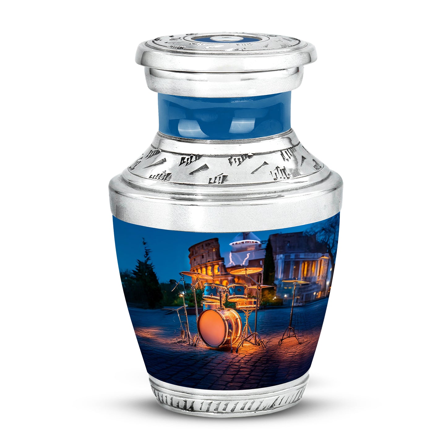 Harmonious Drums Cremation Urns for Human Ashes - Blue 10-inch - Yatskia