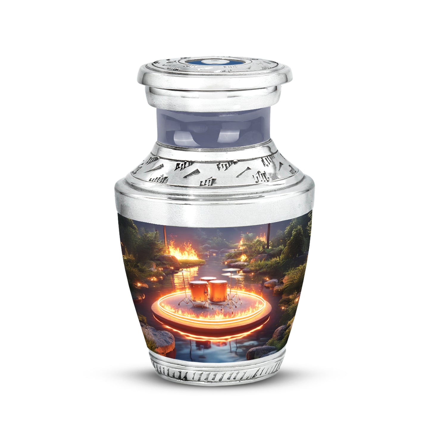 Gray Breathtaking Drums Memorial Urn for Ashes - 10-inch, 200 cu in - Yatskia
