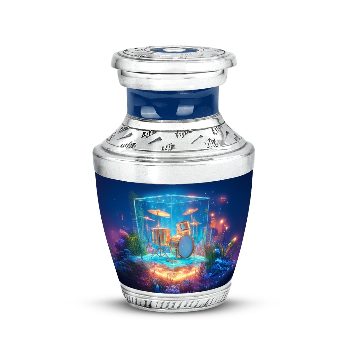 Blue Drums Cremation Urns - Opulent Memorial 10-inch, 200 cu in - Yatskia