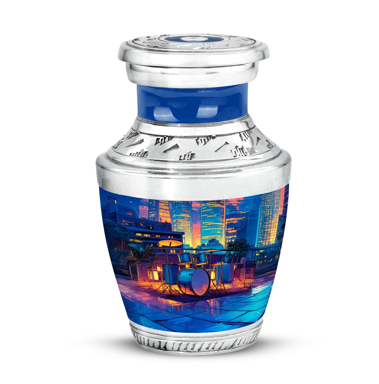 Personalized Elegant Drums Cremation Urns - Blue 10-inch, 200 cu in - Yatskia