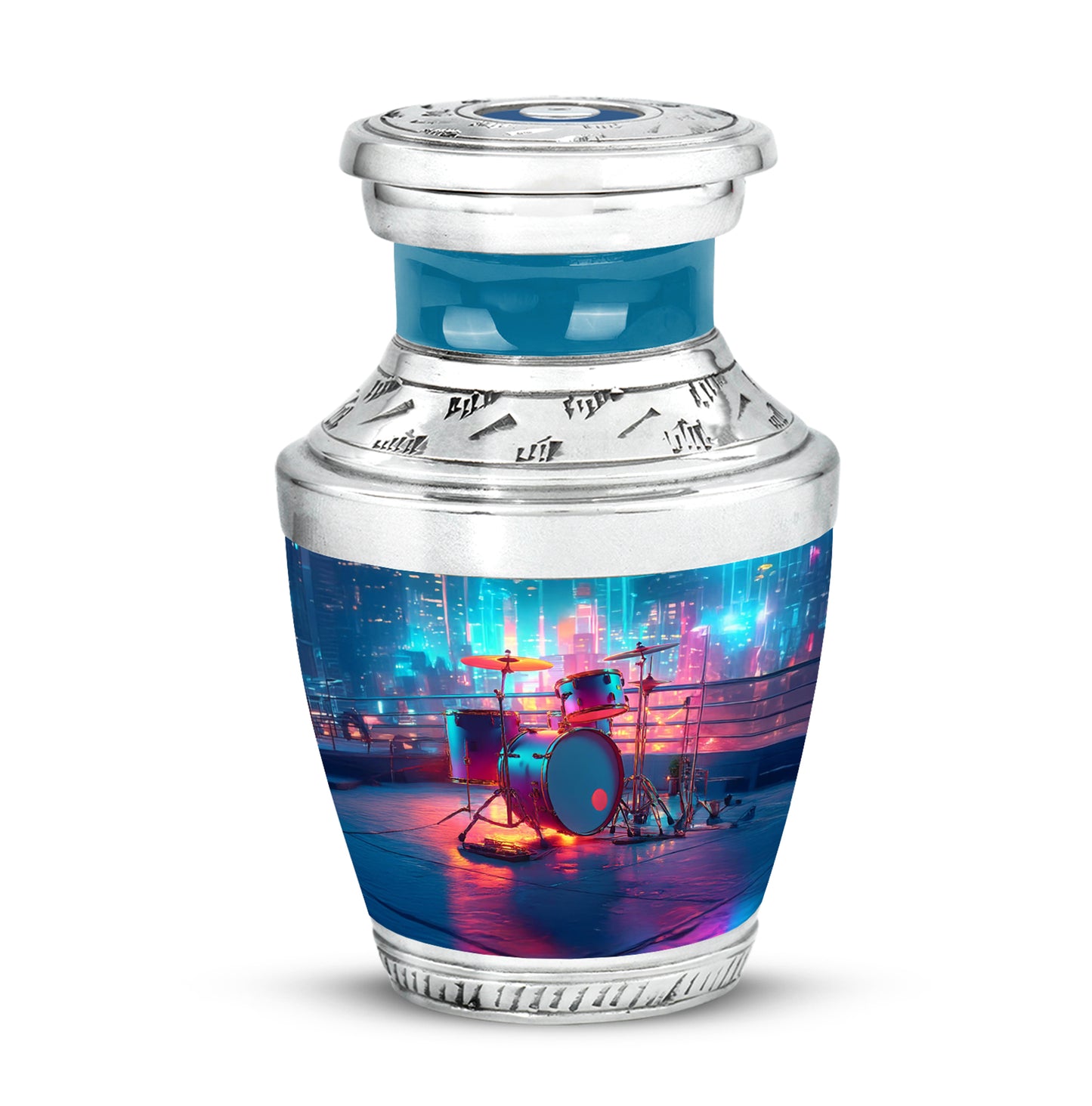 Timeless Blue Drums Cremation Urn for Ashes - 10-inch, 200 cu in - Yatskia