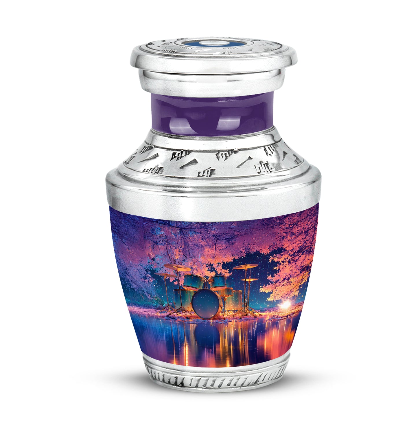 Blue Exquisite Drums Memorial Urn for Ashes - 10-inch, 200 cu in - Yatskia