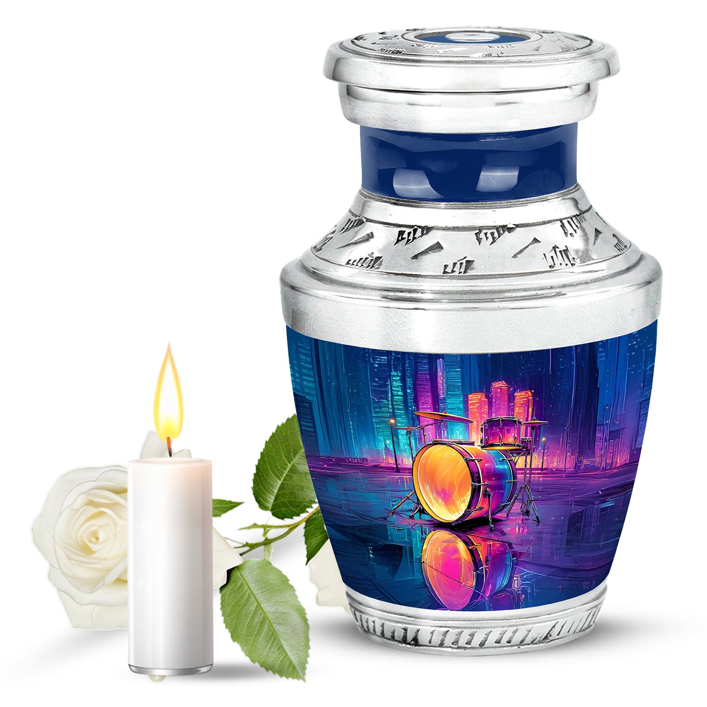 Blue Drums Cremation Urns - Honored Remembrance 10-inch, 200 cu in - Yatskia