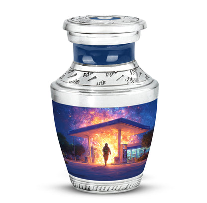 Blessed Firefighter Cremation Urns for Human Ashes - Blue 10-inch - Yatskia