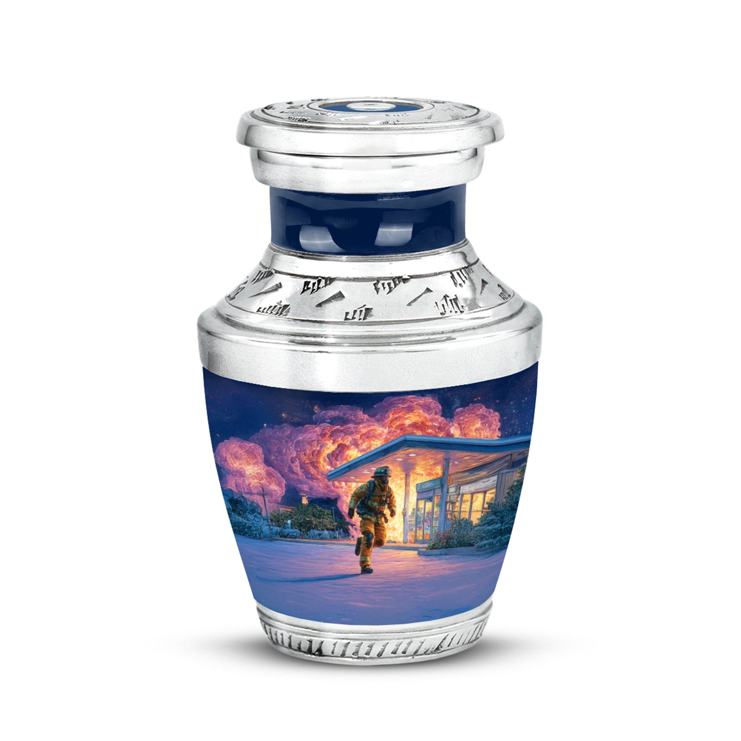 Personalized Firefighter Cremation Urns - Soothing Blue 10-inch, 200 cu in - Yatskia