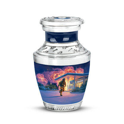 Personalized Firefighter Cremation Urns - Soothing Blue 10-inch, 200 cu in - Yatskia