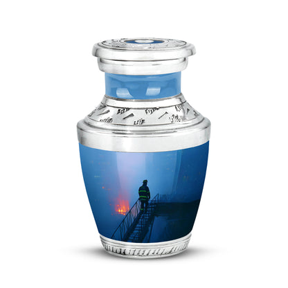 Personalized Firefighter Cremation Urns - Soothing Blue 10-inch, 200 cu in - Yatskia