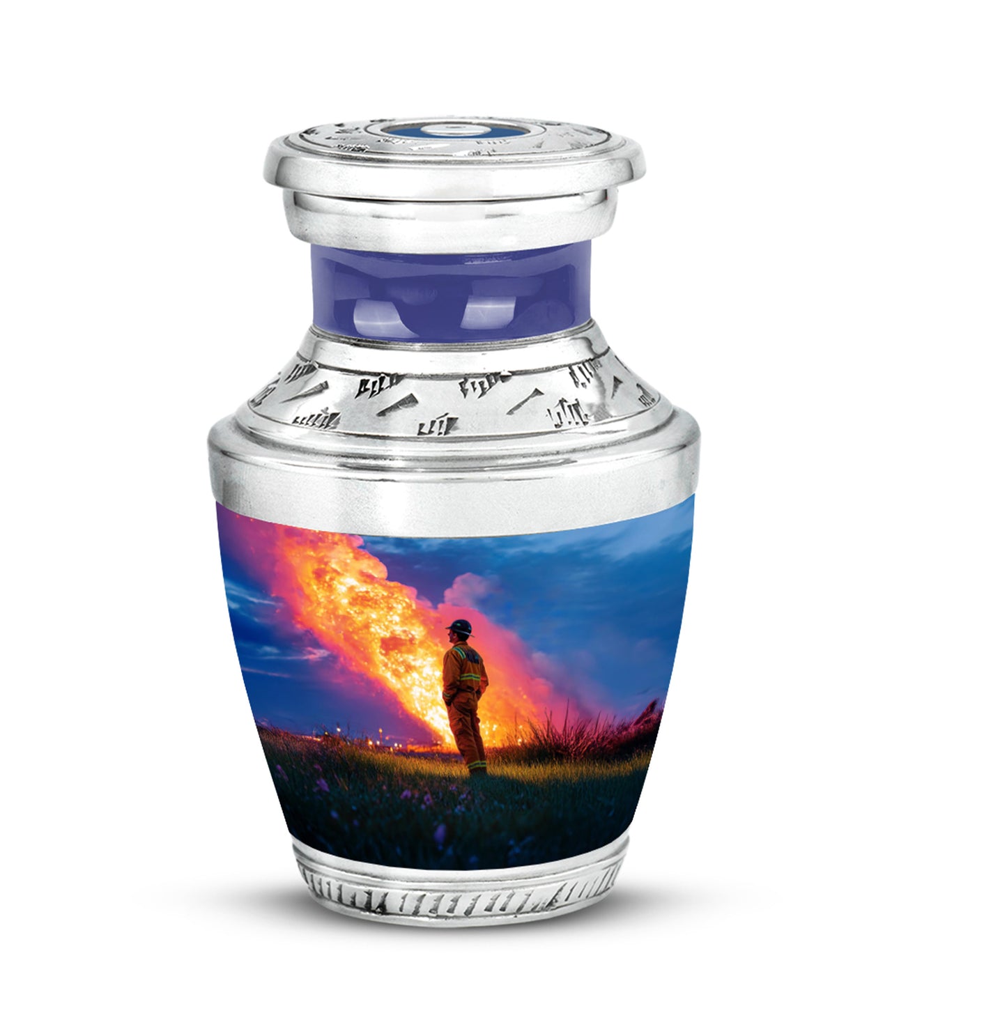Personalized Blue Firefighter Cremation Urns for Ashes - Peaceful 10-inch - Yatskia