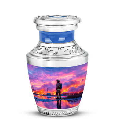 Personalized Blue Firefighter Cremation Urns for Ashes - Enchanting 10-inch - Yatskia