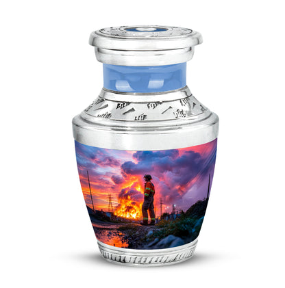 Personalized Refined Firefighter Cremation Urns - Blue 10-inch, 200 cu in - Yatskia