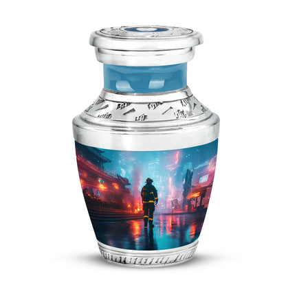 Hallowed Firefighter Cremation Urns for Human Ashes - Blue 10-inch - Yatskia
