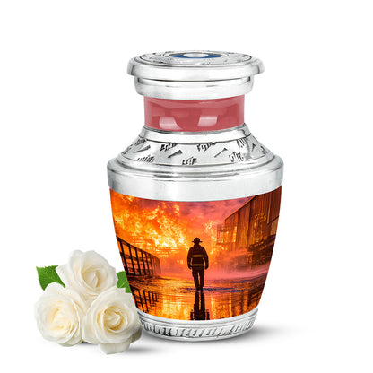 Red Firefighter Promise Cremation Urns for Human Ashes - 10-inch, 200 cu in - Yatskia