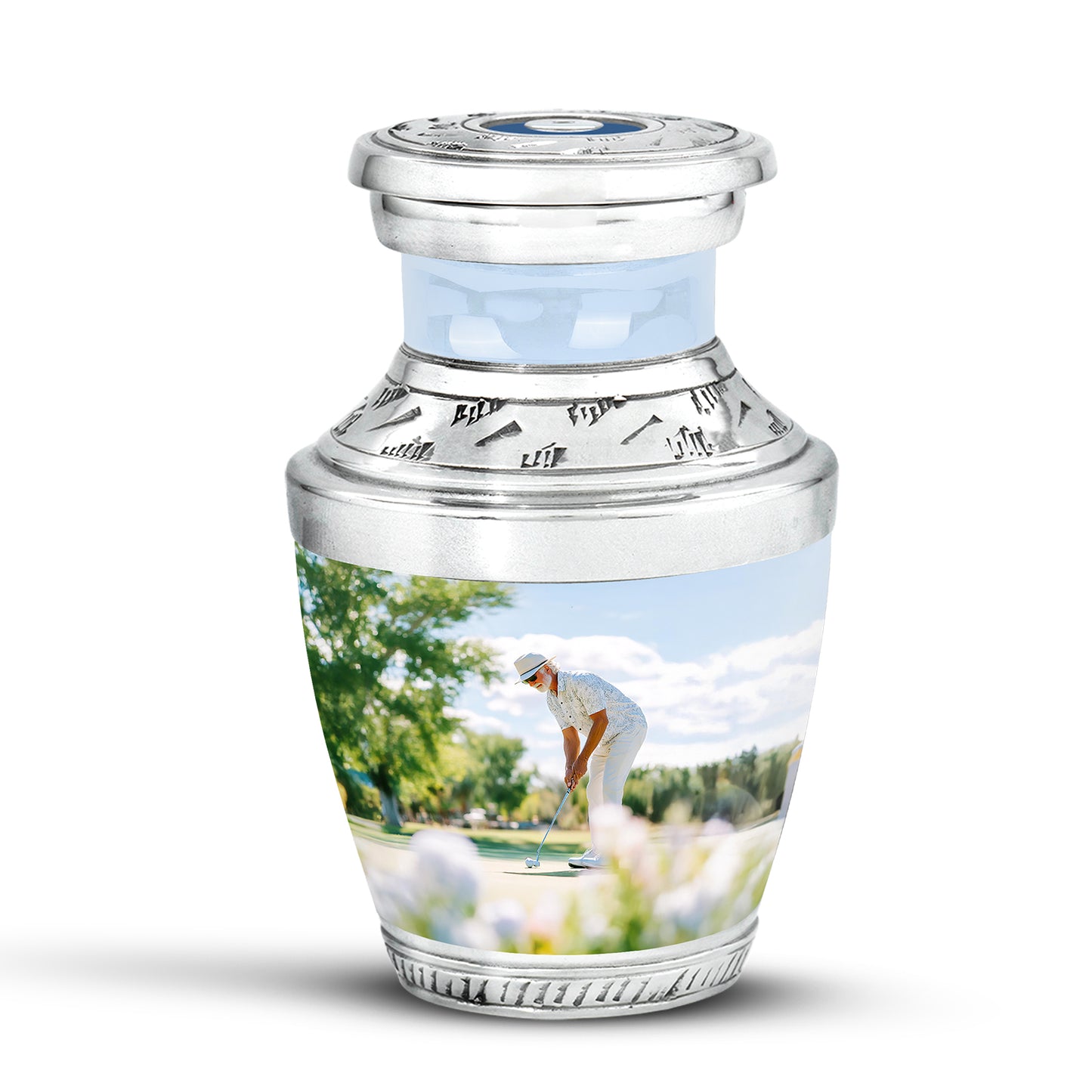 Personalized Silver Golf Cremation Urns for Ashes - Majestic 10-inch - Yatskia