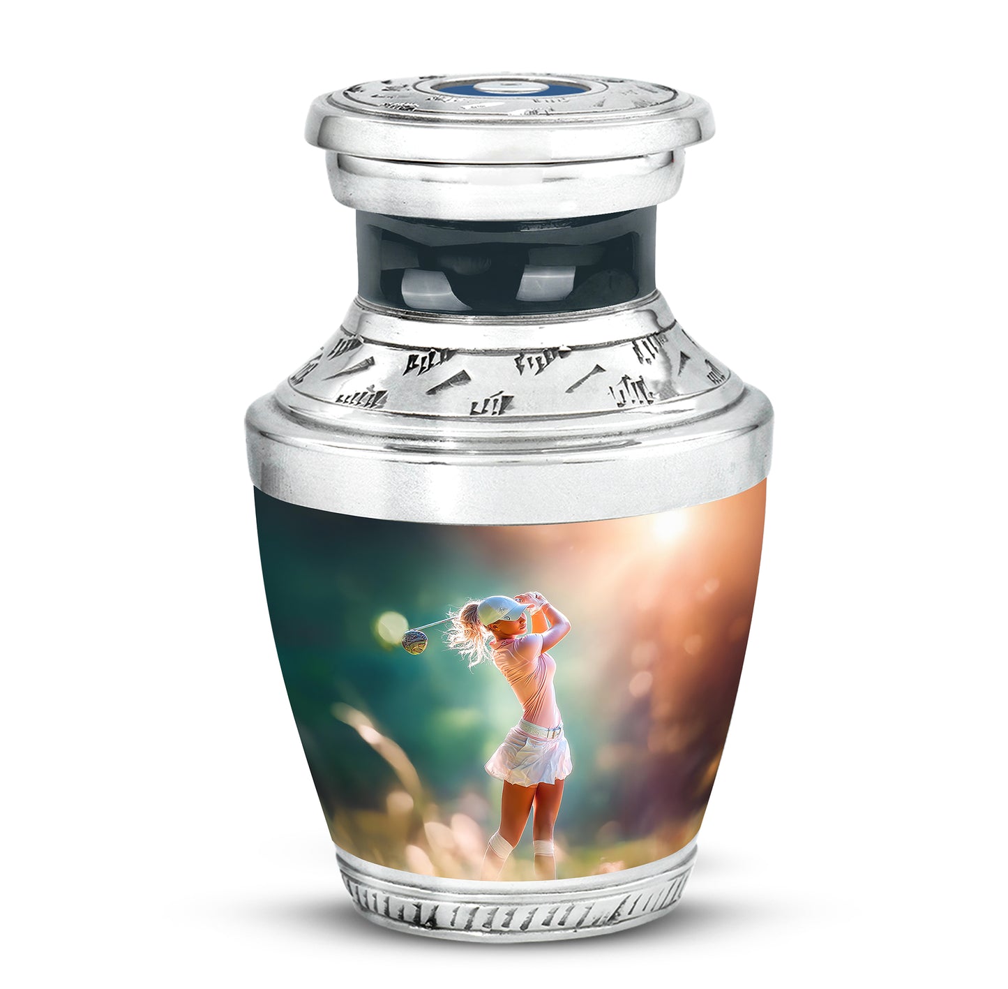 Gold Golf Cremation Urns - Opulent Tribute 10-inch, 200 cu in - Yatskia