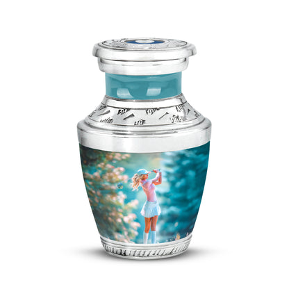 Personalized Magnificent Golf Cremation Urns - Silver 10-inch, 200 cu in - Yatskia