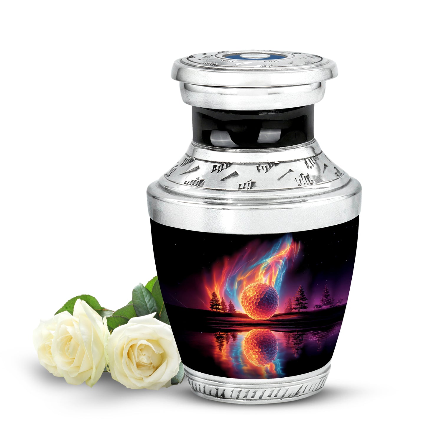 Black Sacred Golf Cremation Urns for Human Ashes - 10-inch, 200 cu in - Yatskia