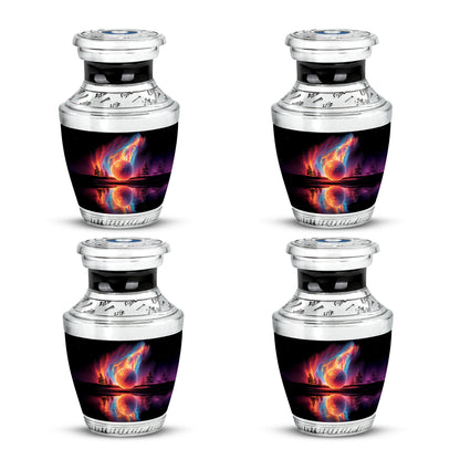 Dark Black Golf Cremation Urn back view with polished surface - artistic golf interpretation with creative detail - 10 inch aluminum urn for cremated remains