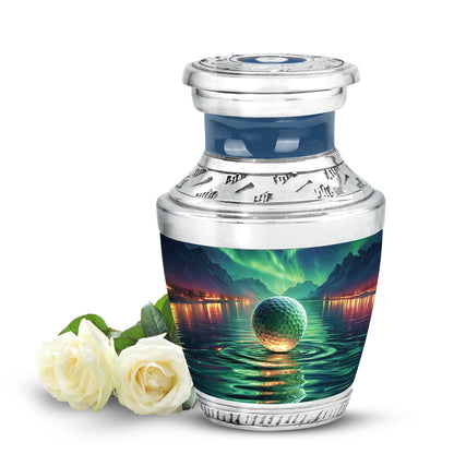 Teal Serene Golf Memorial Urn for Ashes - 10-inch, 200 cu in - Yatskia