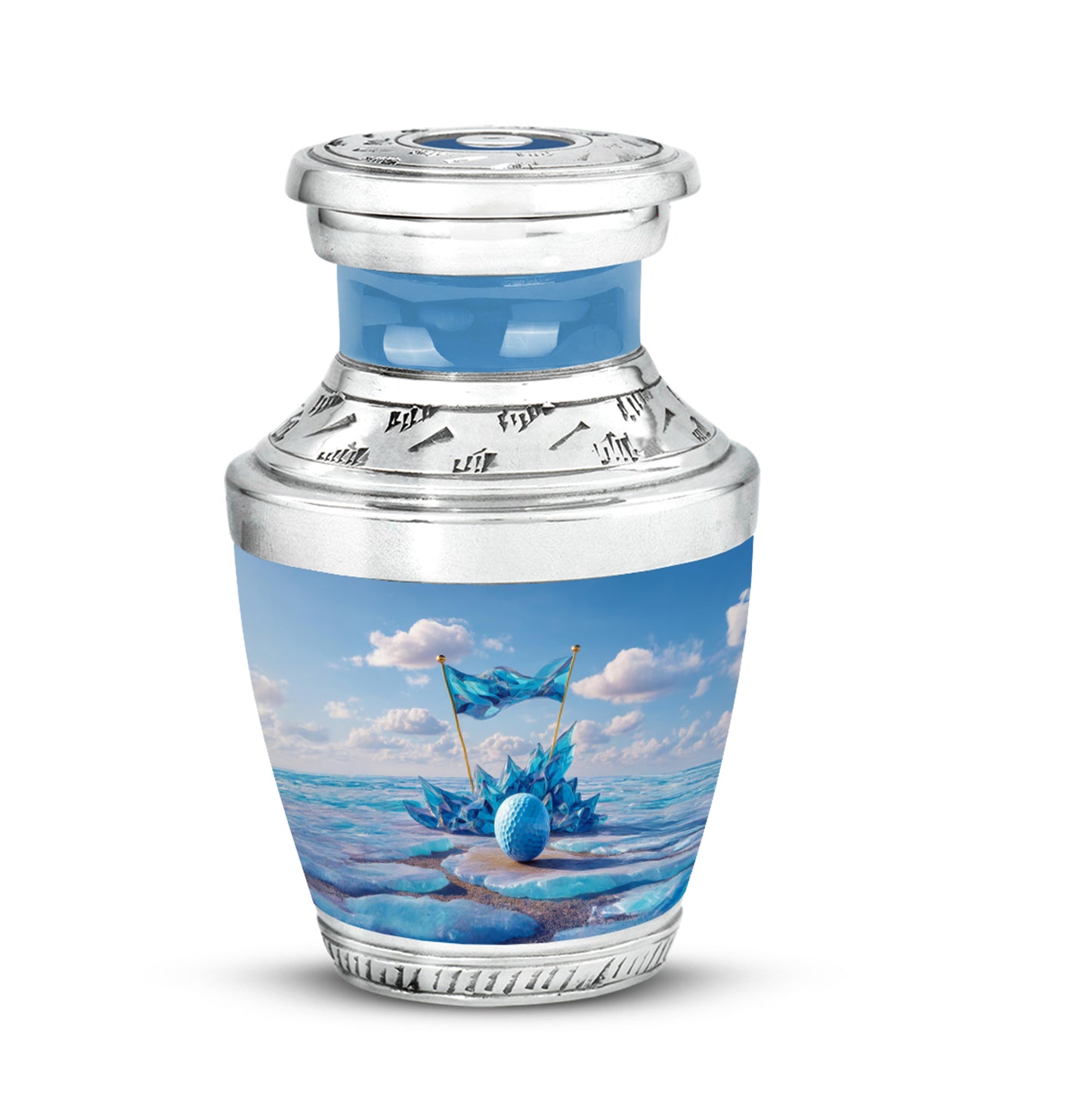 Personalized Blue Cherished Golf Cremation Urns for Human Ashes - 10-inch, 200 cu in - Yatskia