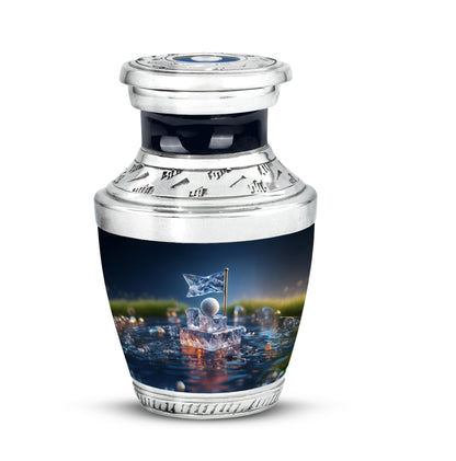 Inspiring Blue Golf Haven Urn for Human Ashes - 10-inch, 200 cu in - Yatskia