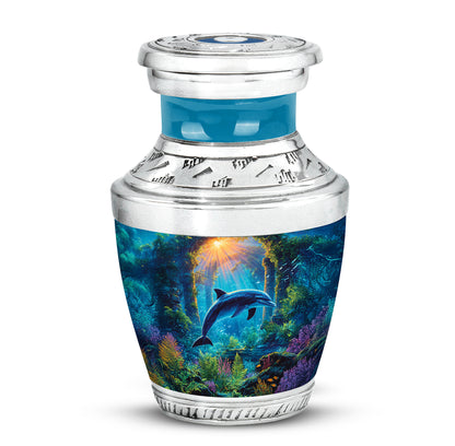 Gray Resounding Dolphin Memorial Urn for Ashes - 10-inch, 200 cu in - Yatskia