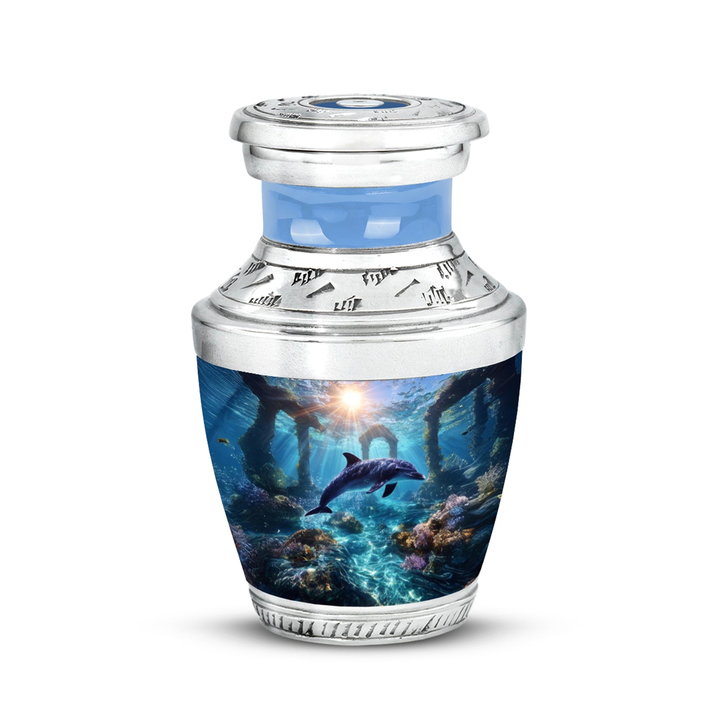 Blue Dolphin Cremation Urns - Glorious Testament 10-inch, 200 cu in - Yatskia