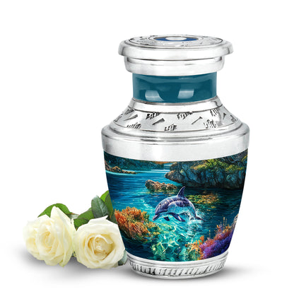 Green Dolphin Benediction Cremation Urns for Human Ashes - 10-inch, 200 cu in - Yatskia