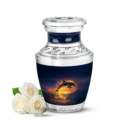 Personalized Dolphin Cremation Urns - Eminent Blue 10-inch, 200 cu in - Yatskia