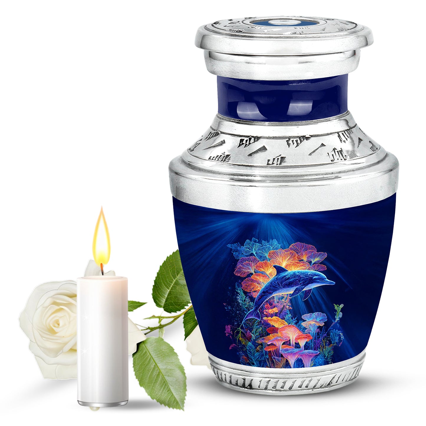 Everlasting Blue Dolphin Farewell Urn for Human Ashes - 10-inch, 200 cu in - Yatskia