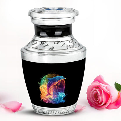 Ethereal Dolphin Memorial Cremation Urns - Black 10-inch, 200 cu in - Yatskia