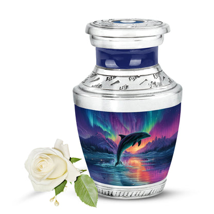 Personalized Blue Steadfast Dolphin Cremation Urns for Human Ashes - 10-inch, 200 cu in - Yatskia
